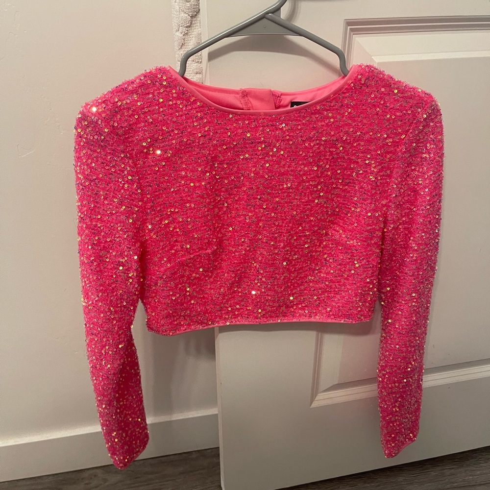 Hot pink sequin crop